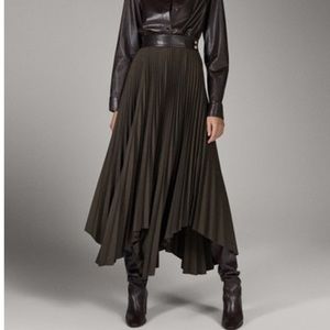 Massimo Dutti Brown Leather Skirt.